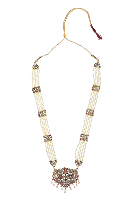 Shahi Ruby Pearl Bridal Necklace Set