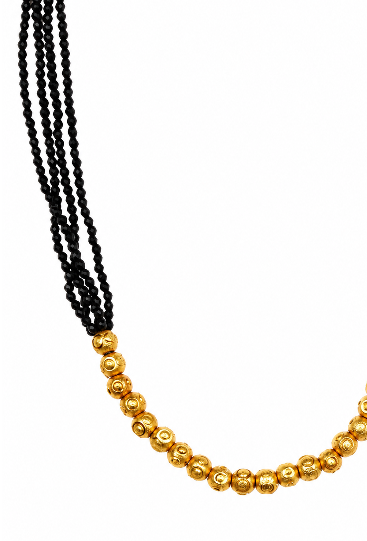Black Multi-Strand Gold Beaded Necklace
