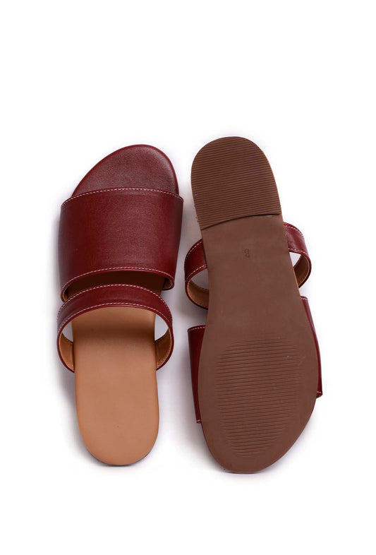 Pecan Brown Cruelty Free Leather Sliders サイズ EU38