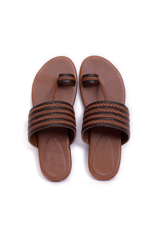Caramel Brown Cruelty Free Leather Kolhapuri Inspired サイズ EU38