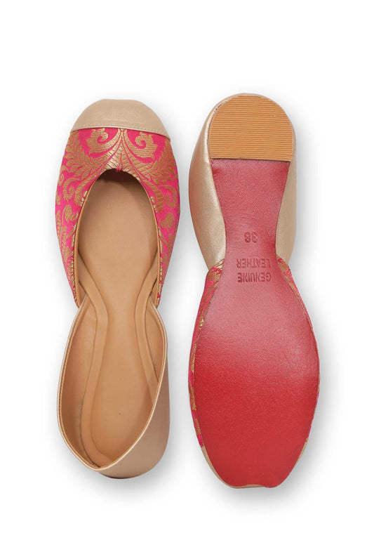 Rose Pink Brocade Juttis サイズ EU38