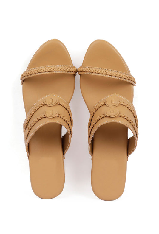 Tortilla Brown Wooden Carved Braided Wedges サイズ EU38