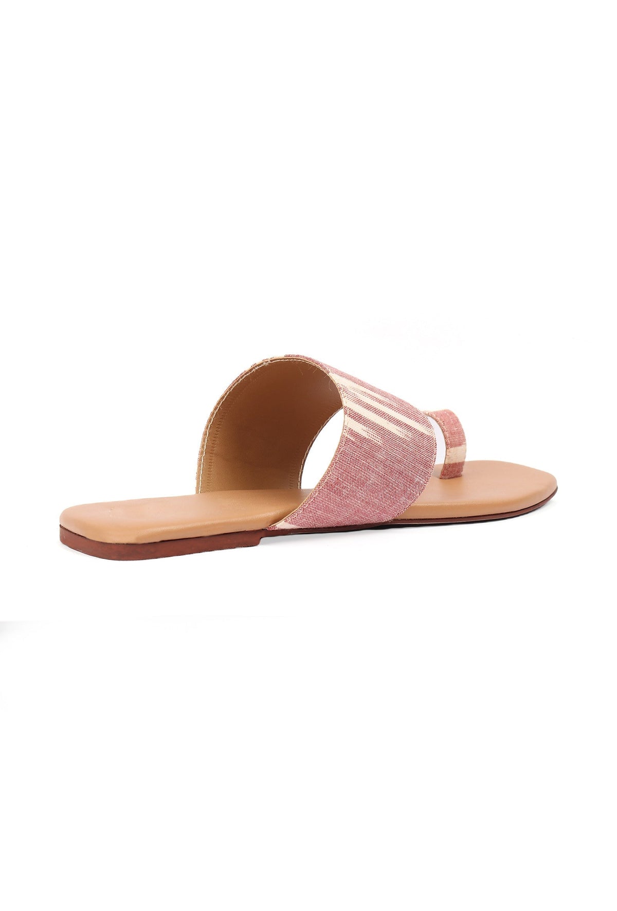 Flamingo Pink & Tortilla Brown Ikat One Toe Cruelty Free Leather Flats サイズ EU40