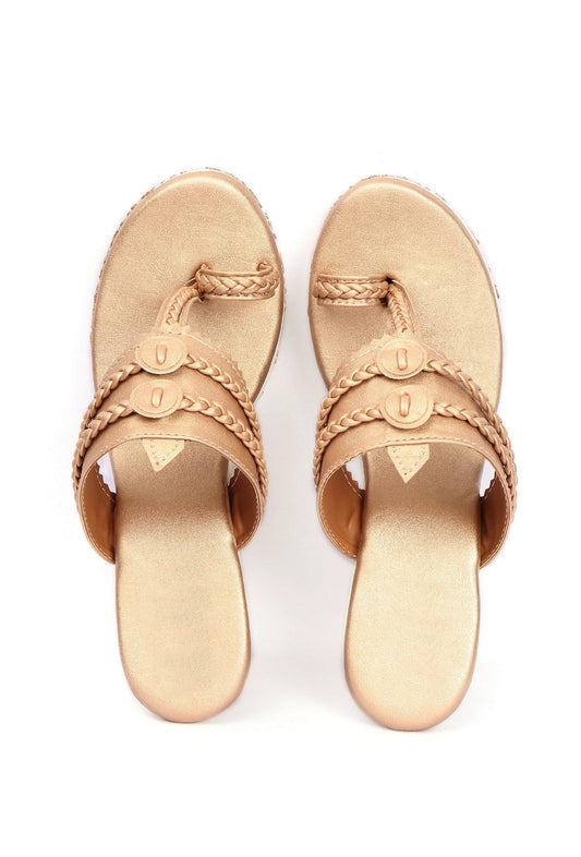Zarina Golden Hand Embroidered Braided One Toe Wedges サイズ EU38