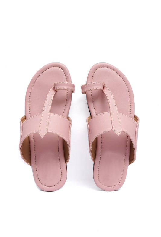 Crepe Pink Kolhapuri Inspired Flats With Insole Cushion Padding サイズ EU38