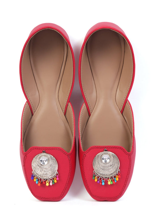 Cherry Red Jutti with Multicolor German Silver Accents サイズ EU40