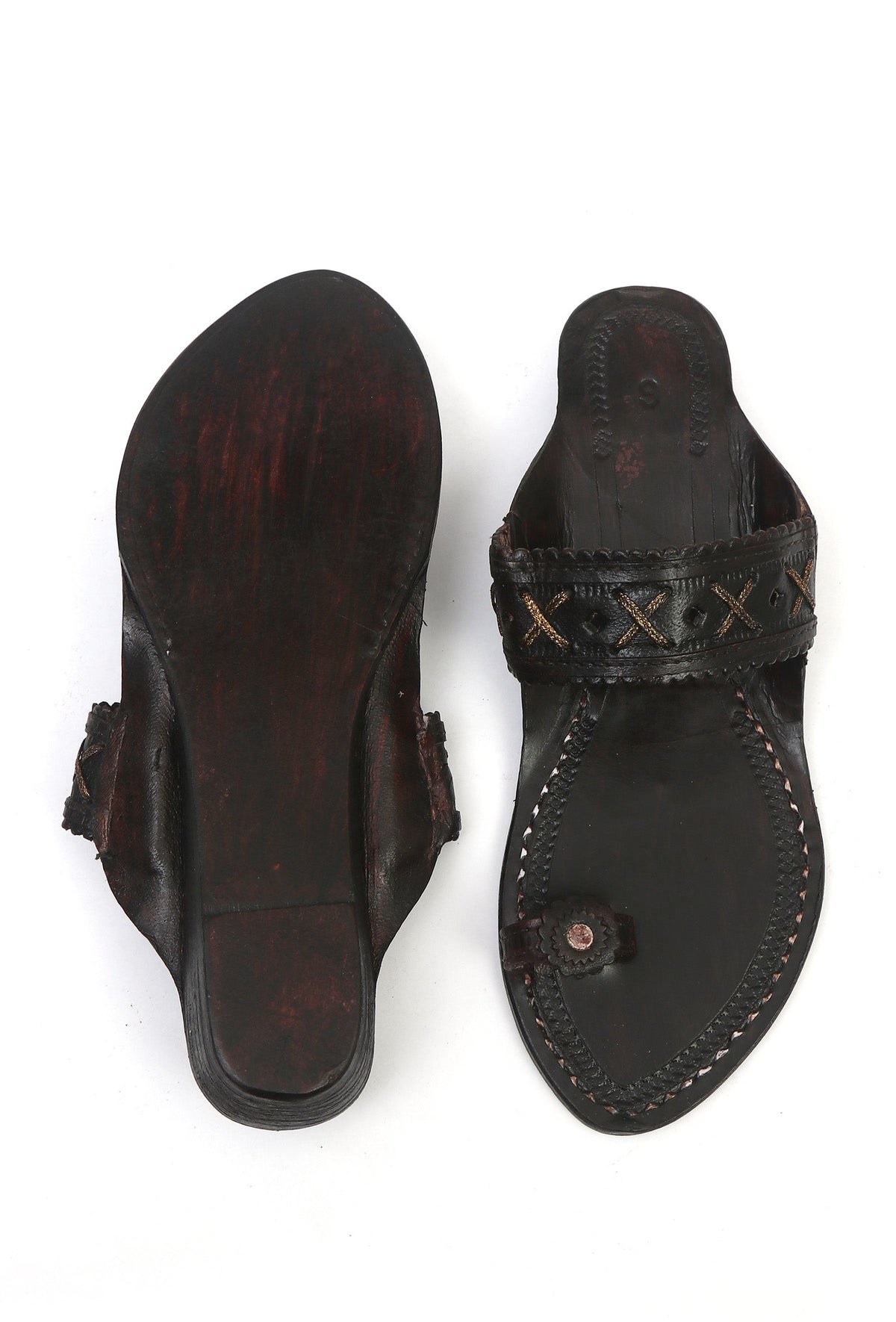 Chandralekha Gold Stitch Cruelty-Free Genuine Leather Kolhapuri サイズ EU38