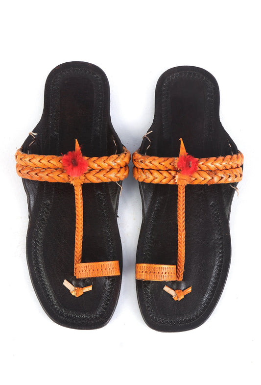 Traditional Indian Genuine Cruelty-Free Leather Kolhapuri Flats サイズ EU38