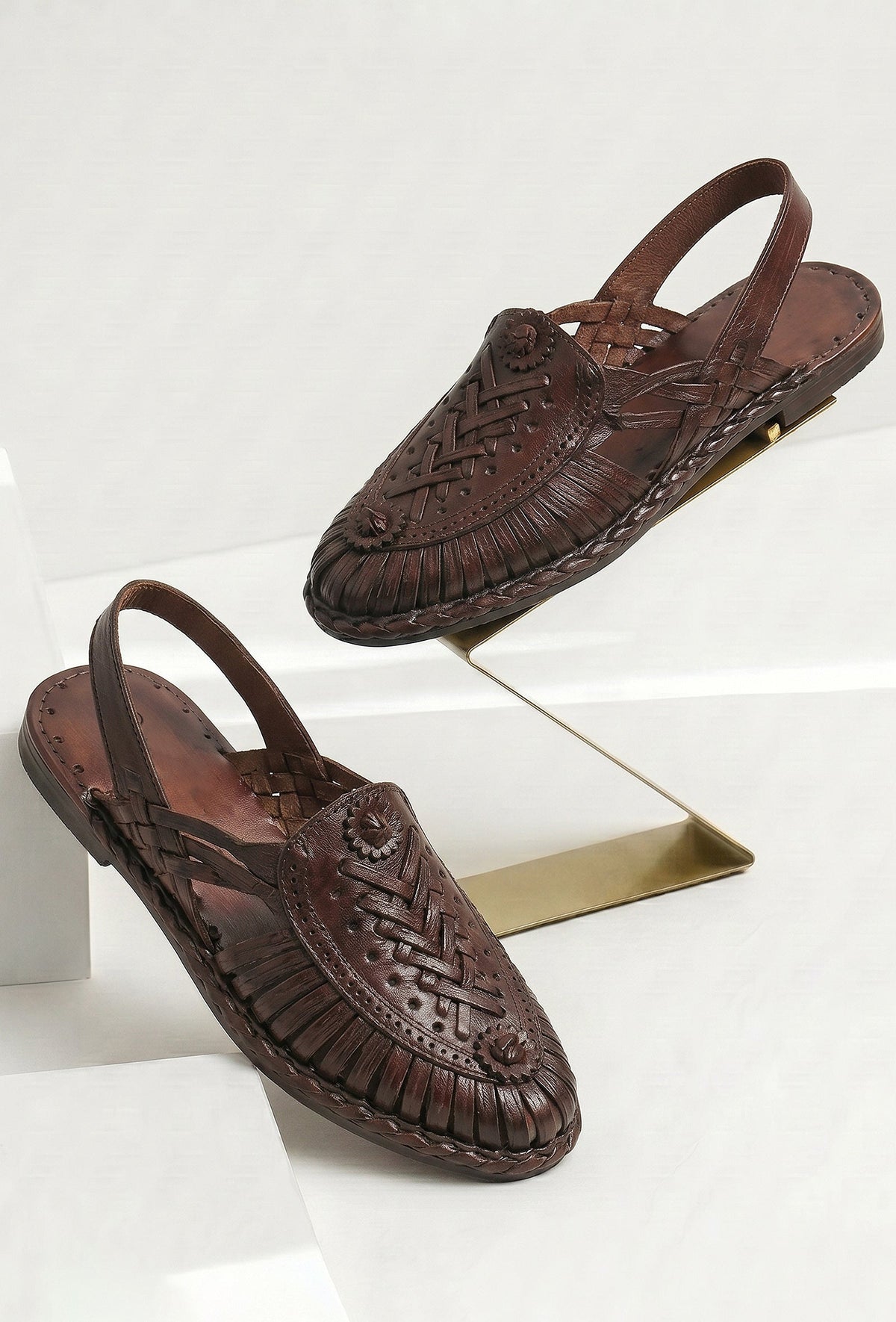 Brown Artisan Huarache Slingback Flats サイズ EU41