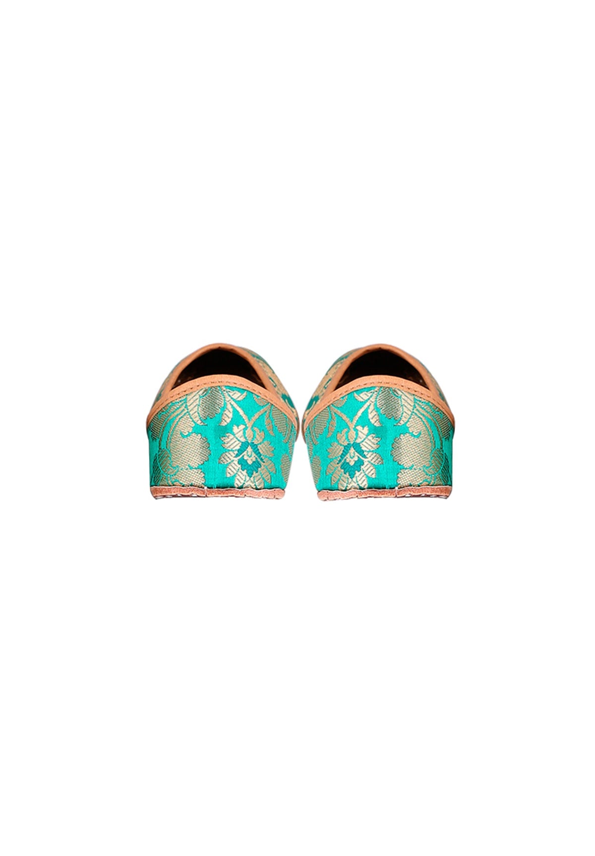 Cyan Brocade Genuine Leather Punjabi Jutti サイズ EU41