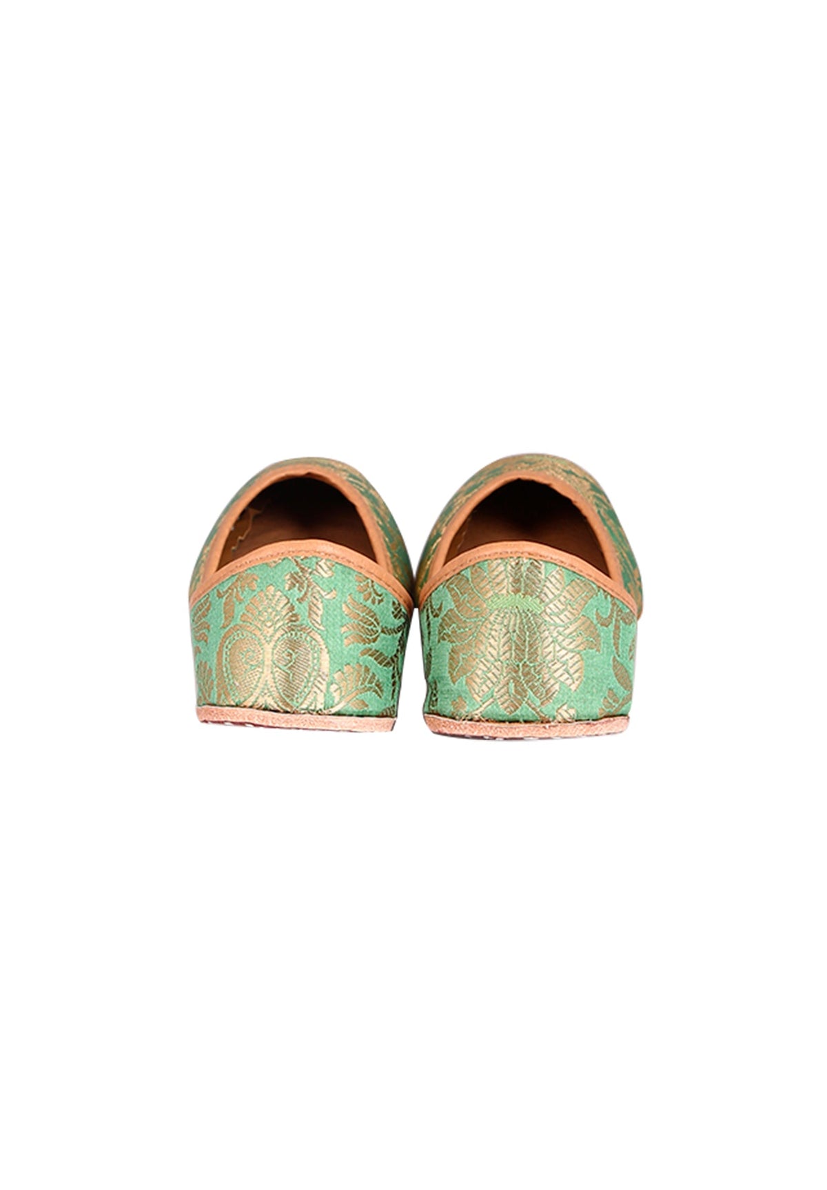 Mint Green Brocade Genuine Leather Punjabi Jutti サイズ EU39