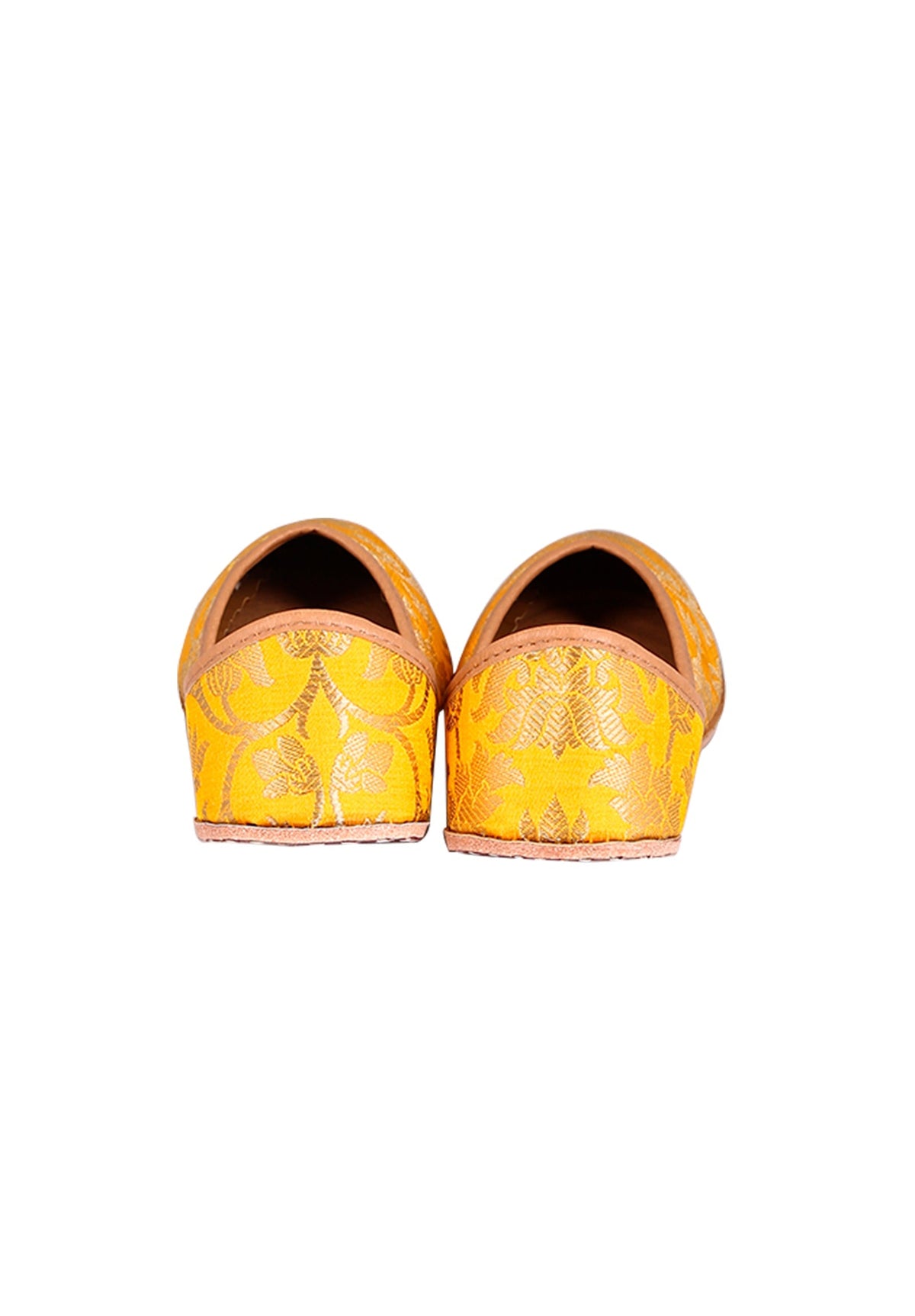 Yellow Brocade Genuine Leather Punjabi Jutti サイズ EU41