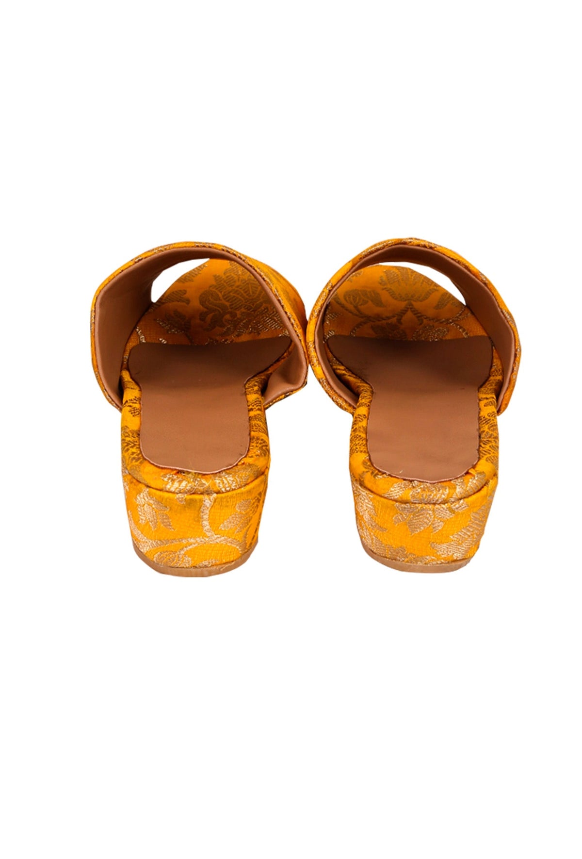 Yellow Brocade Block Heels サイズ EU42