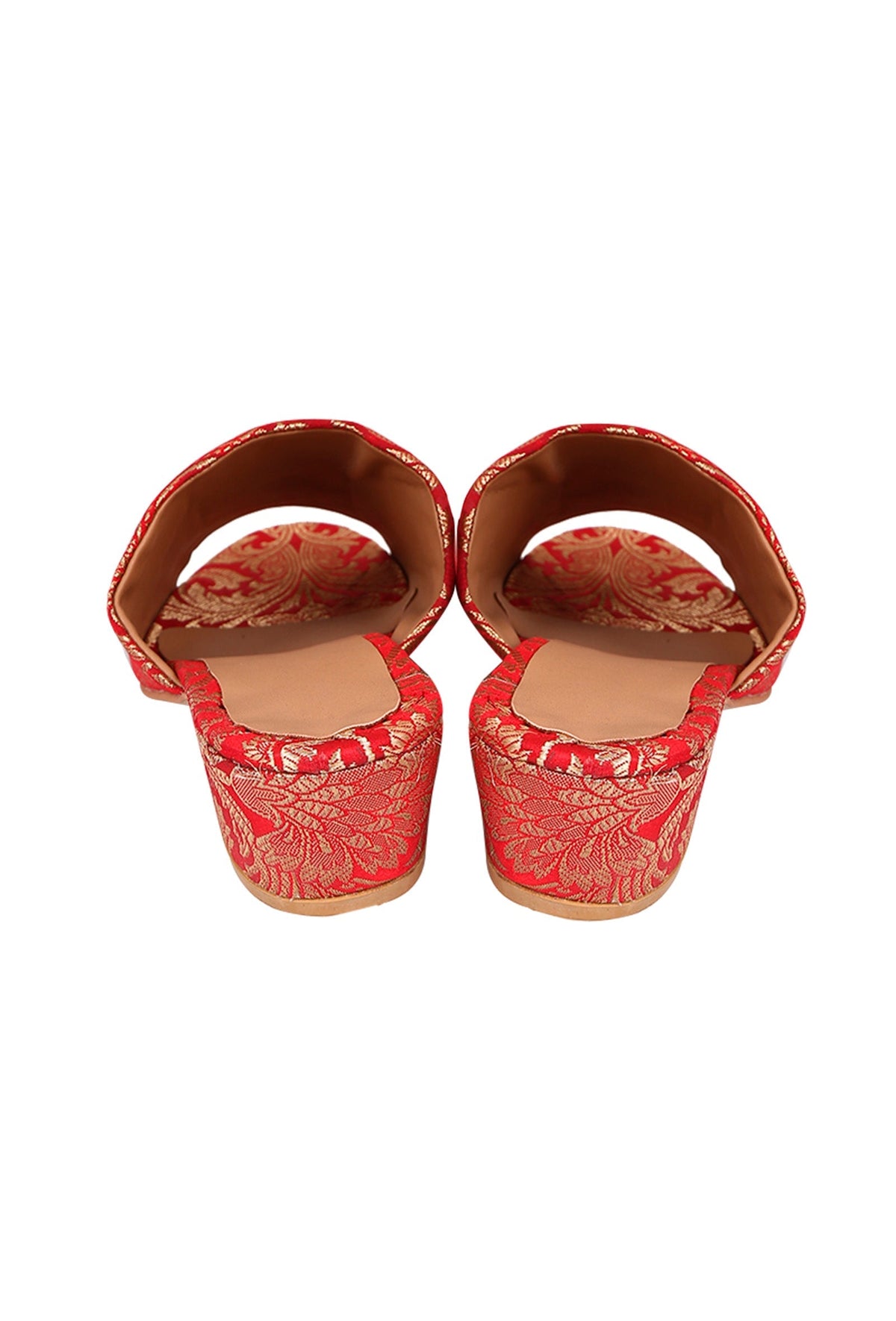 Rose Red Brocade Block Heels サイズ EU38