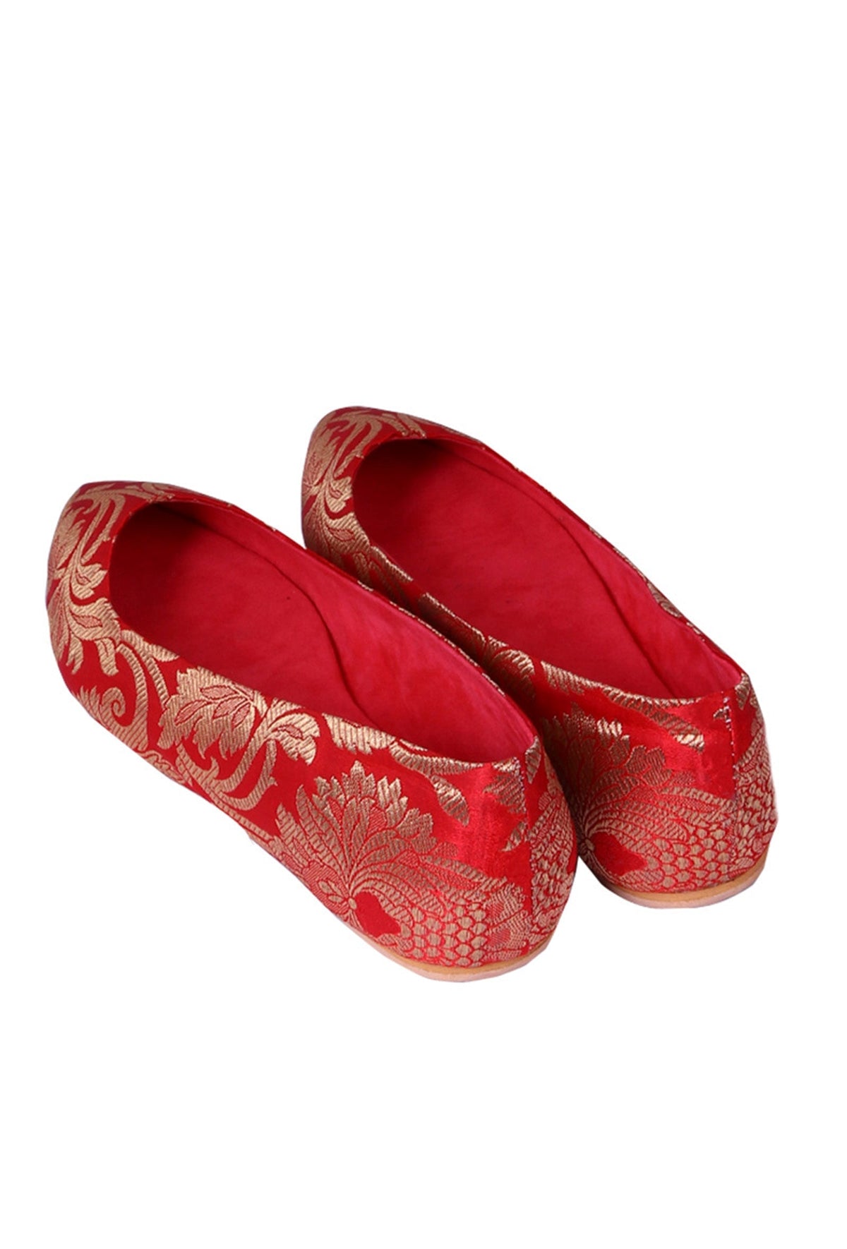 Red Brocade Pointed Toe Ballerina Flats サイズ EU37