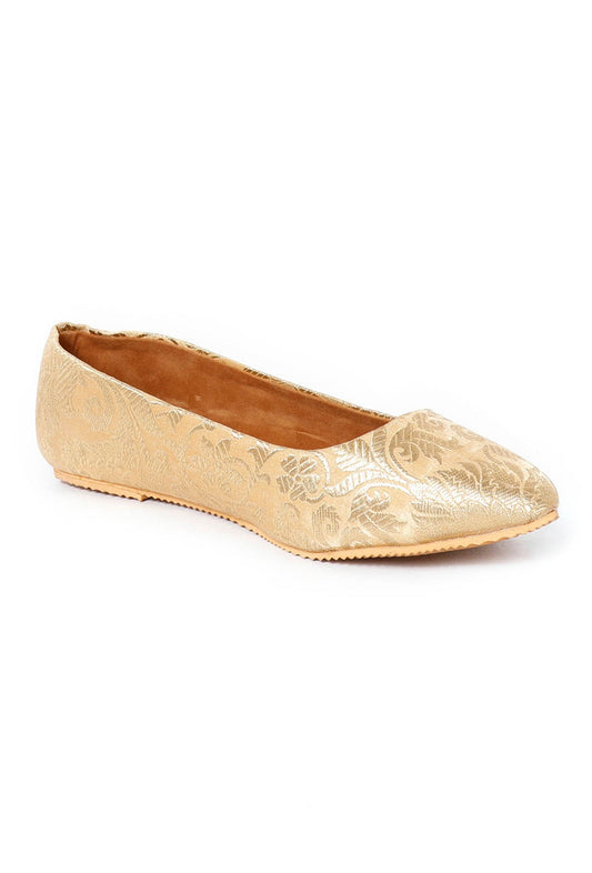 Beige Pointed Toe Brocade Ballerina Flats サイズ EU38