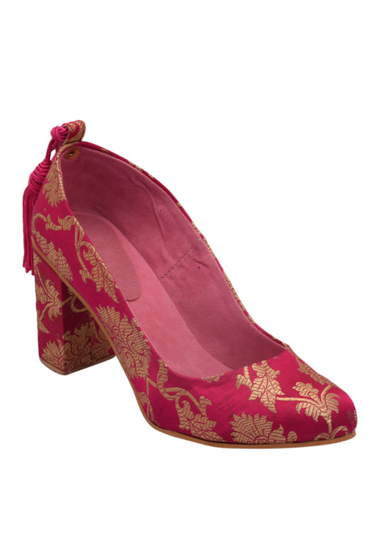 Pink Brocade Block Heel サイズ EU38