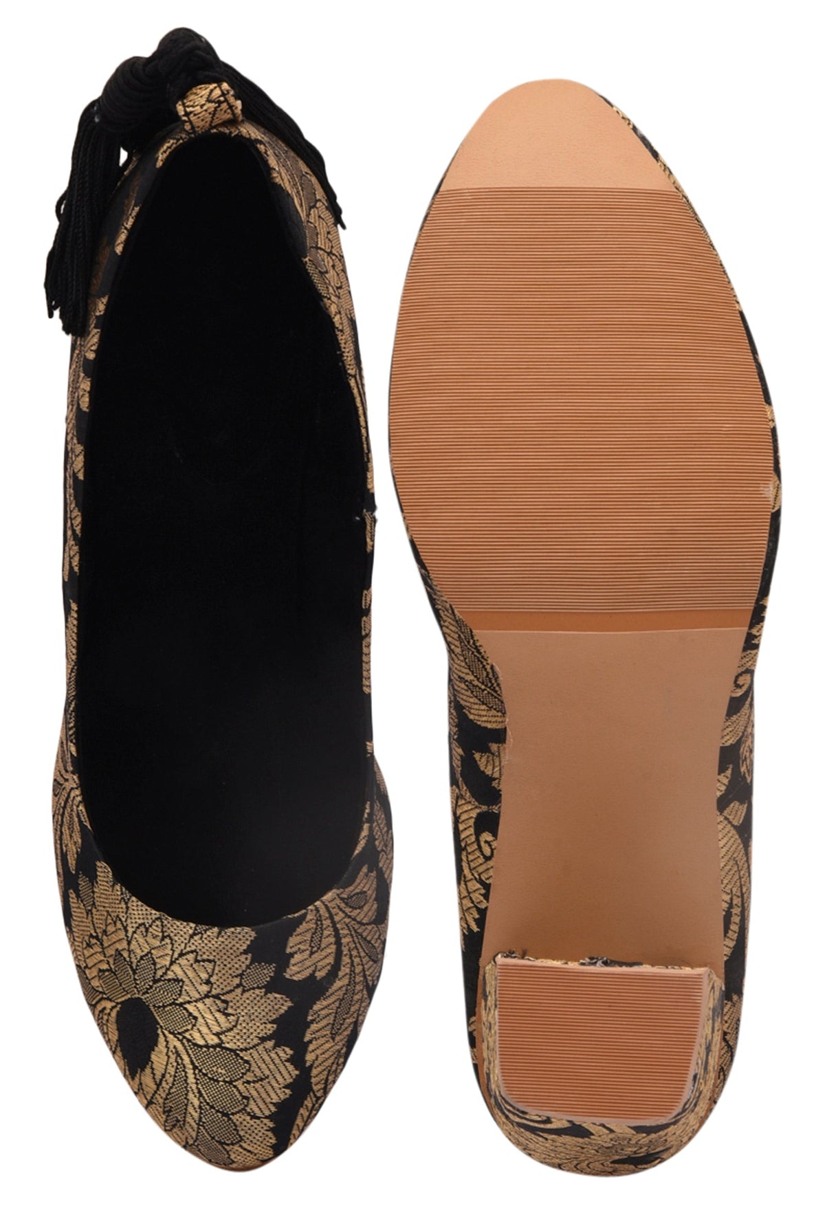 Black Brocade Block Heel サイズ EU38
