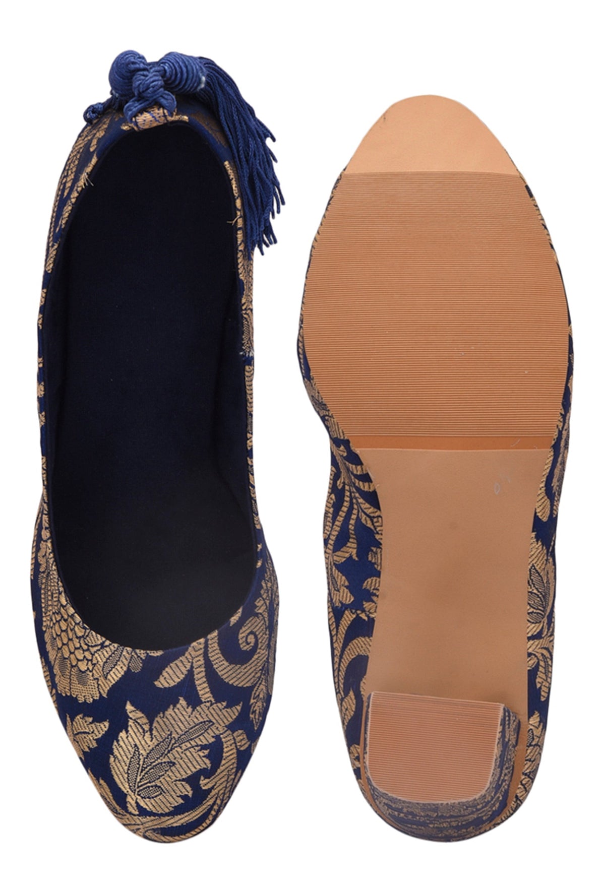 Blue Brocade Block Heel サイズ EU38