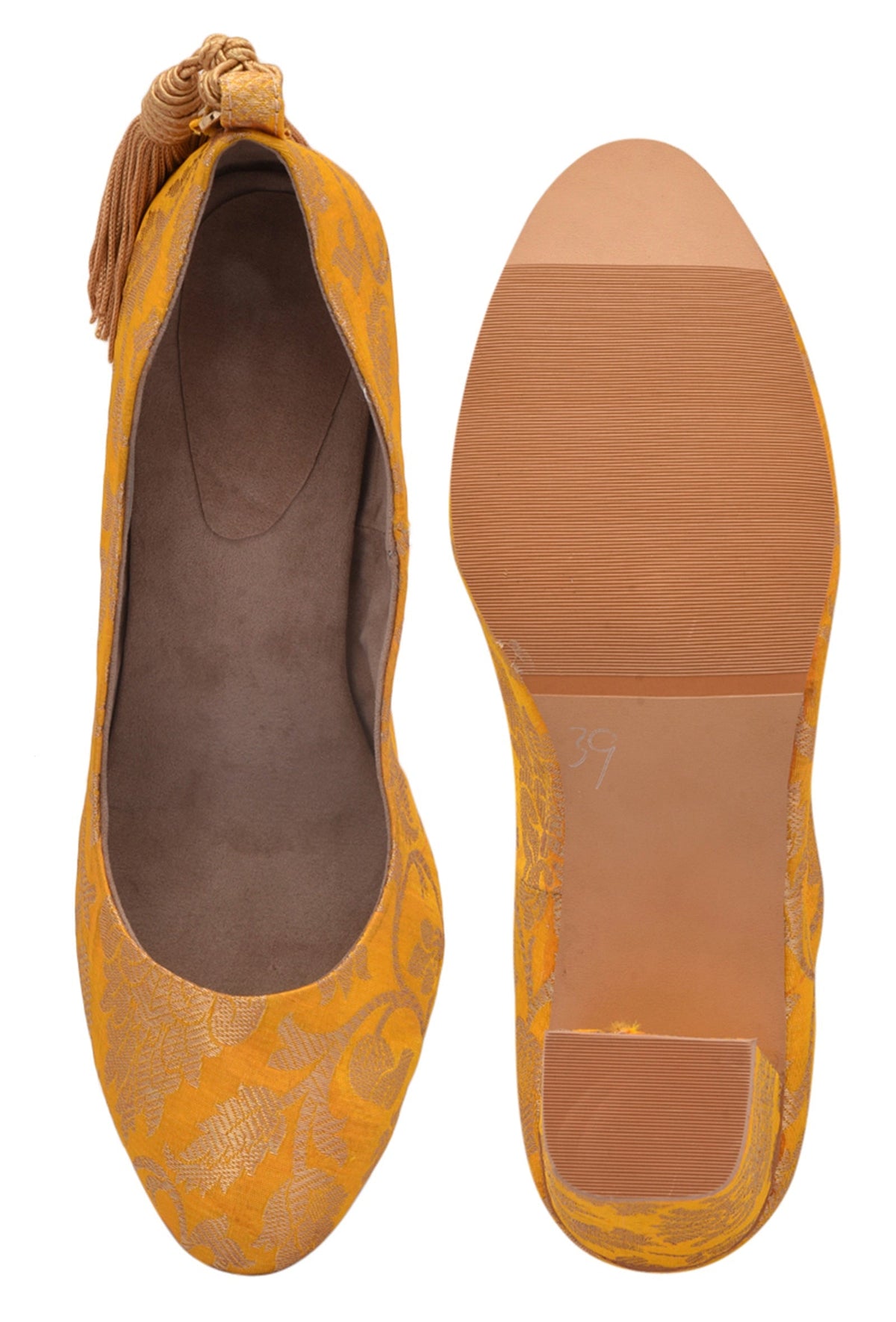 Yellow Brocade Block Heel サイズ EU36