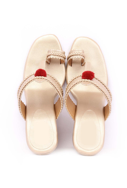 Golden Cruelty-Free Leather Heeled Sandals サイズ EU38