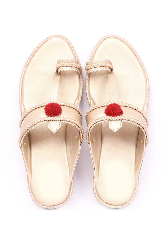 Golden Pom Pom Sandals サイズ EU38