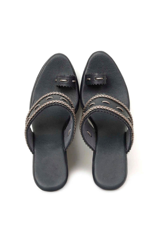 Midnight Blue Kolhapuri Inspired Wedges サイズ EU38