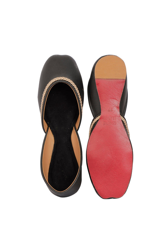 Black Sunheri Braided Juttis サイズ EU38