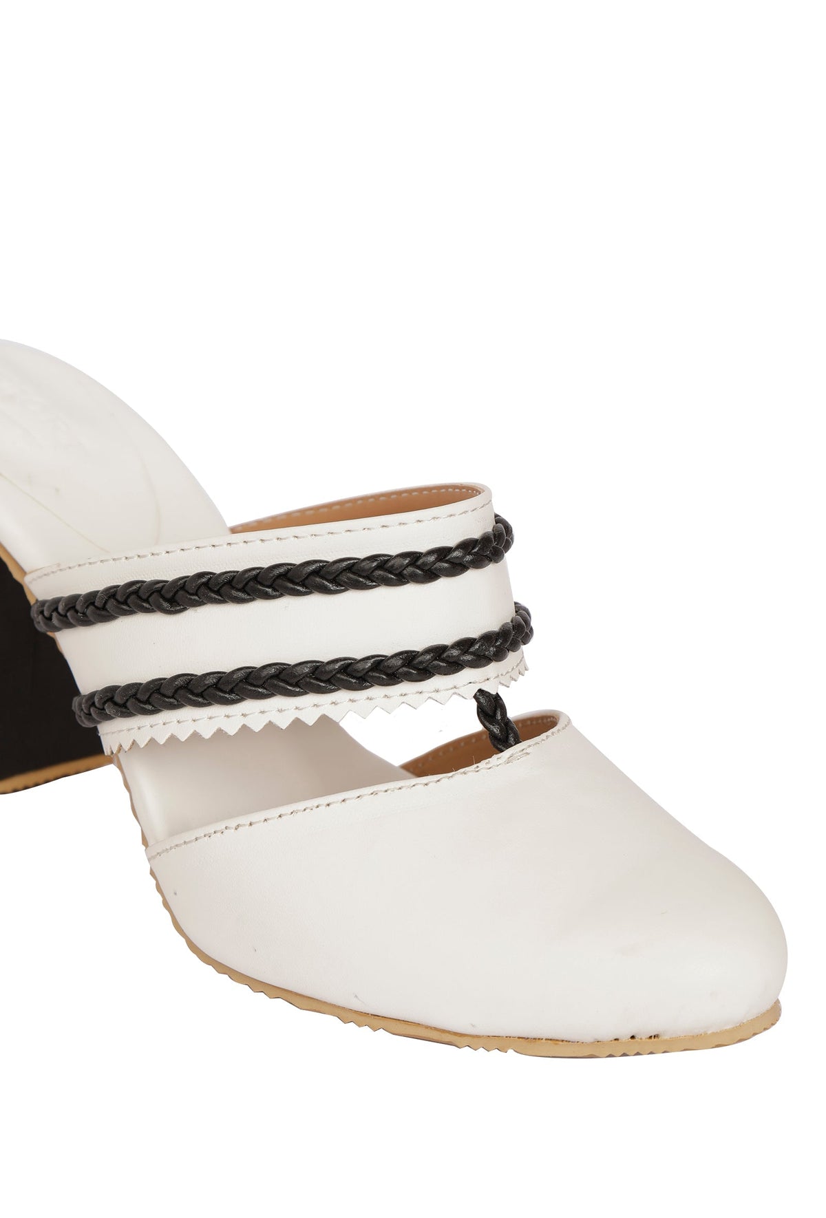 White Kali Braided Block Heels サイズ EU36