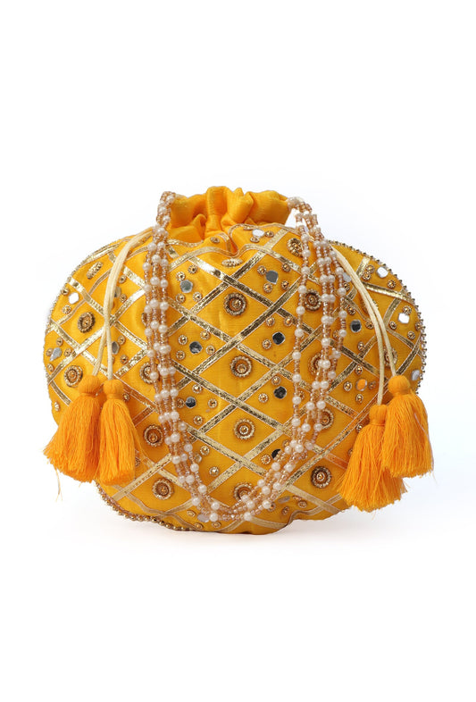 Radiant Yellow Potli with Gota Work