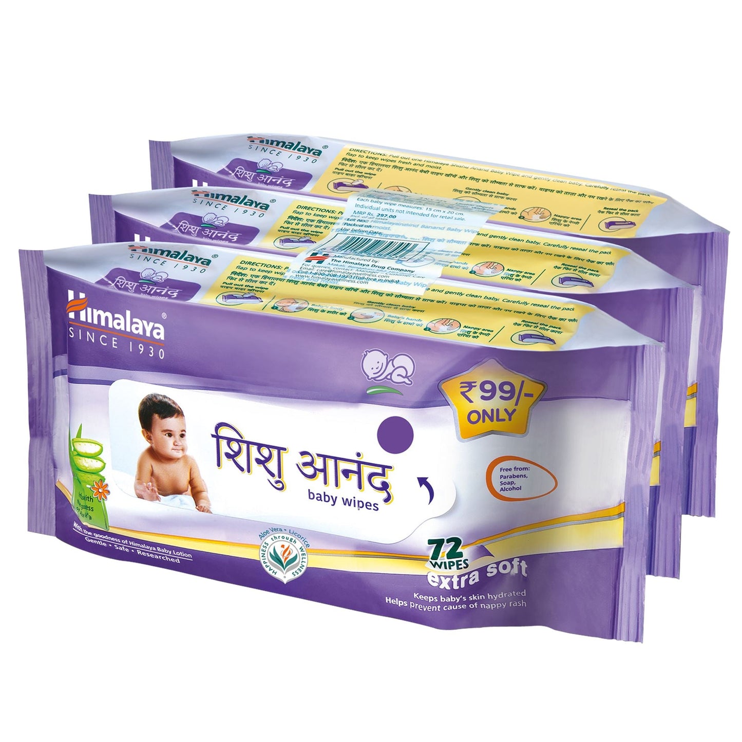 Shishu Anand Baby Wipes 3N X 72's