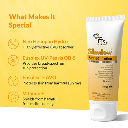 【Fixderma】 Shadow Sunscreen Lotion SPF 80+|シャドウ サンスクリーン ローション SPF80+|75ml