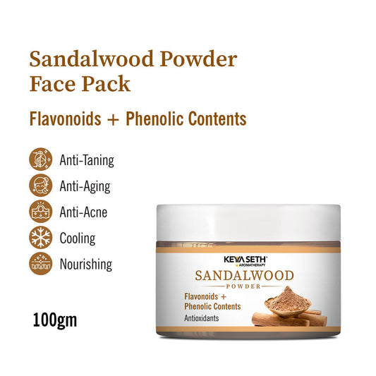 Sandalwood Powder Face Pack with Phenolic Contents & Flavonoids for Tan Removal, Acne Reduction, Anti-Aging, Cooling & Even Skin Tone 100g