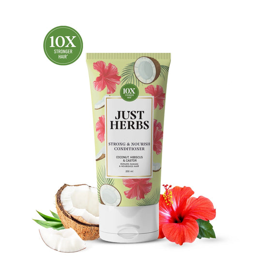 【Just Herbs】 Strong & Nourish Conditioner | Coconut, Hibiscus, Castor & 13 Herbs|ストロング&ナリッシュ コンディショナー ココナッツ・ハイビスカス・キャスター&13ハーブ|200ml