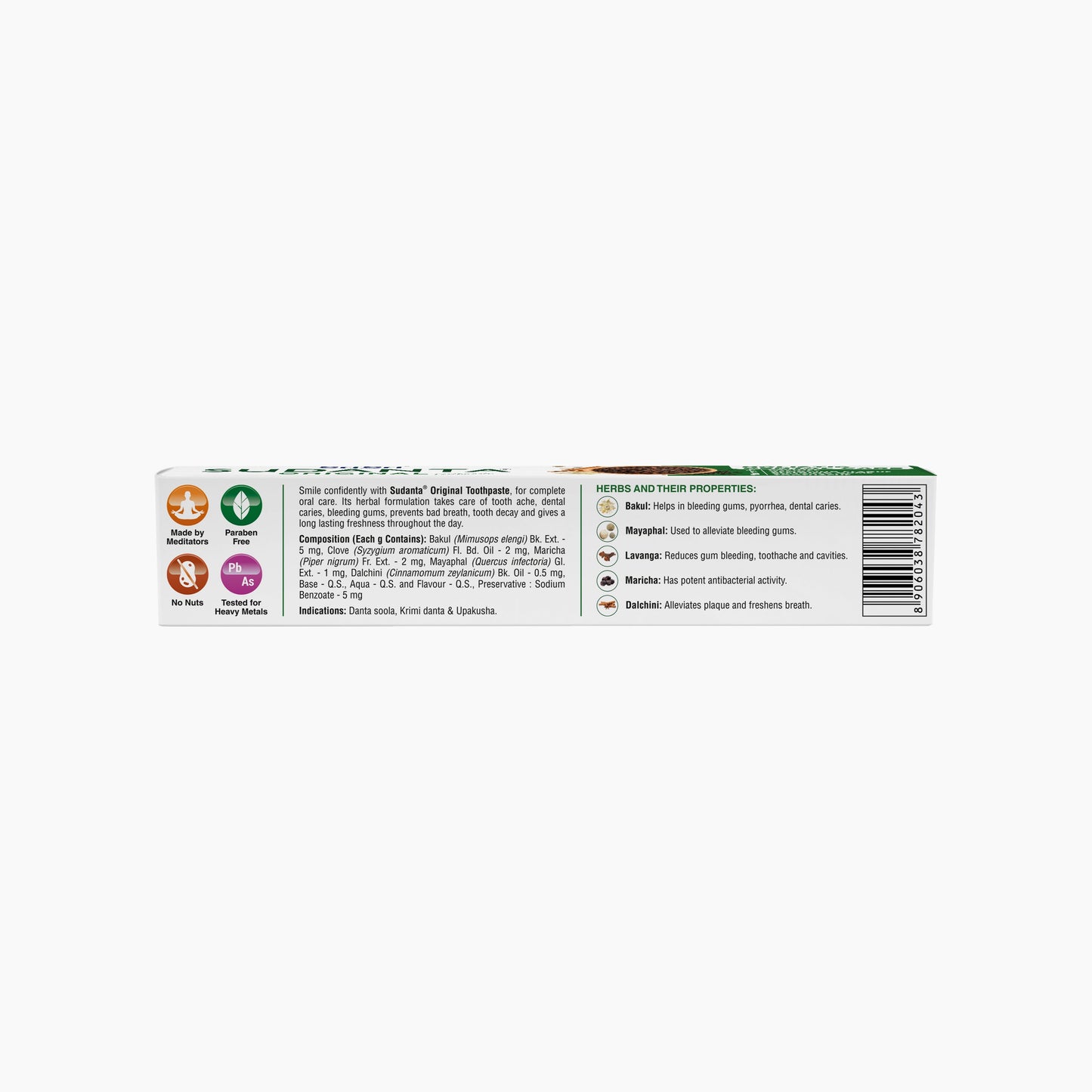 Sudanta Original Toothpaste - Non - Fluoride - 100% Vegetarian, 100 g 100g
