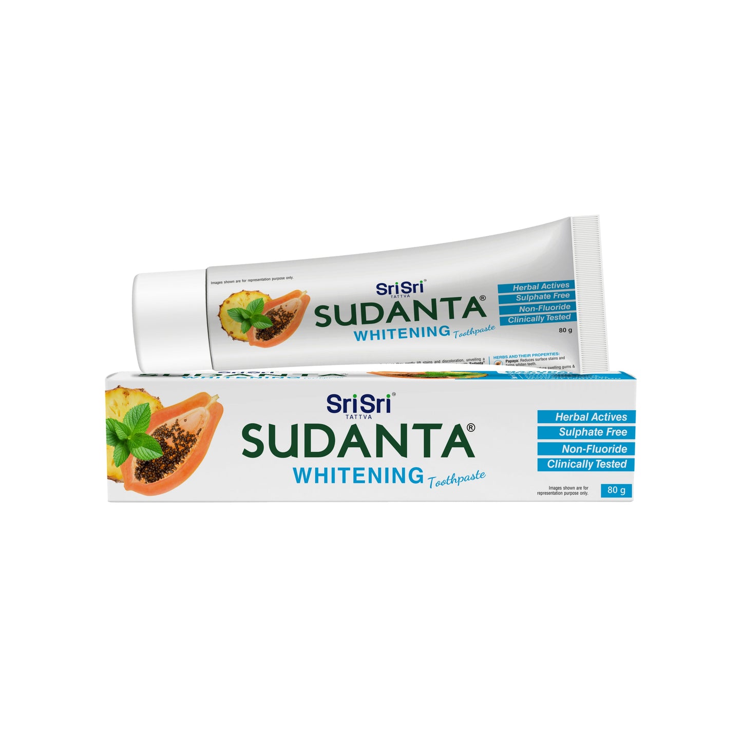 【Sri Sri Tattva】 Sudanta Whitening Toothpaste (Non-Fluoride, 100% Vegetarian)| スダンタ ホワイトニング歯みがき粉(ノンフッ素、100%ベジタリアン)| 80g