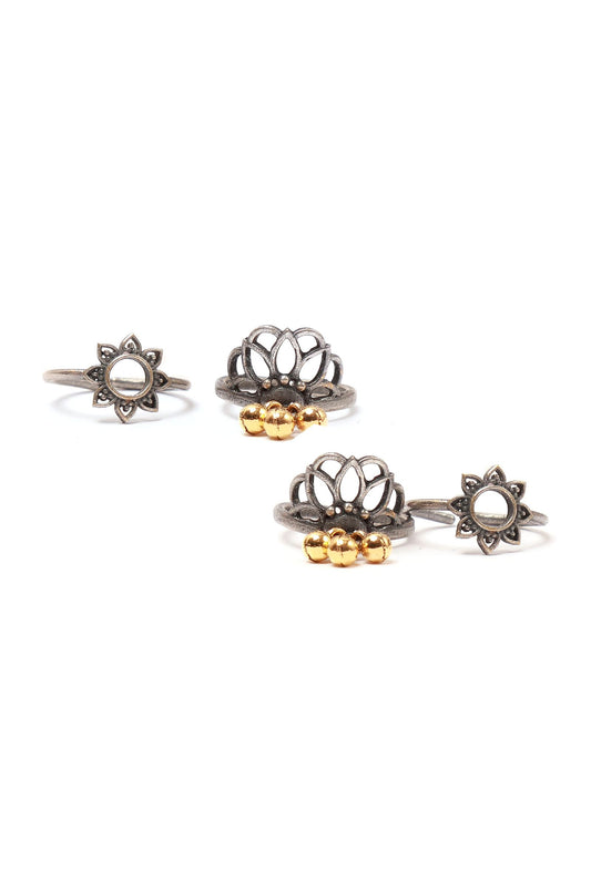Set of 4: Ama Silver Brass Toering