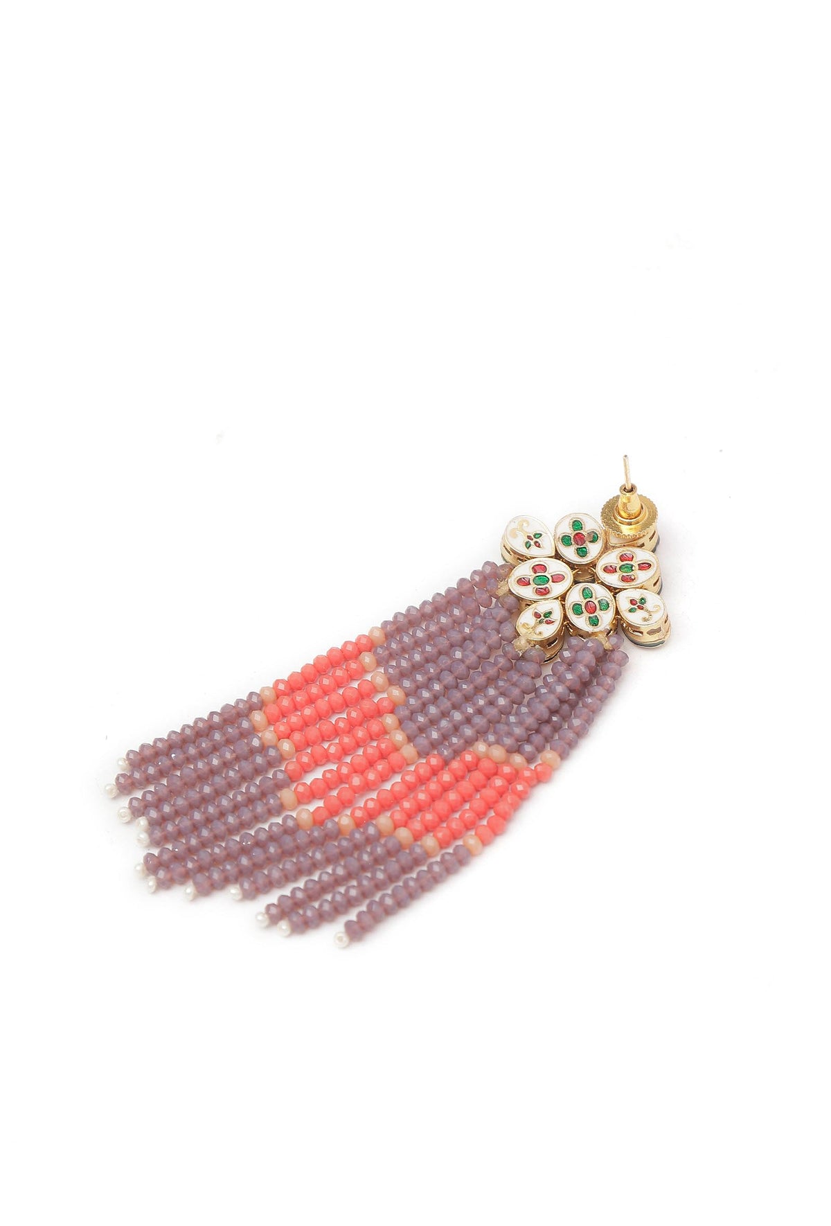 Lilac Beads Kundan Earrings