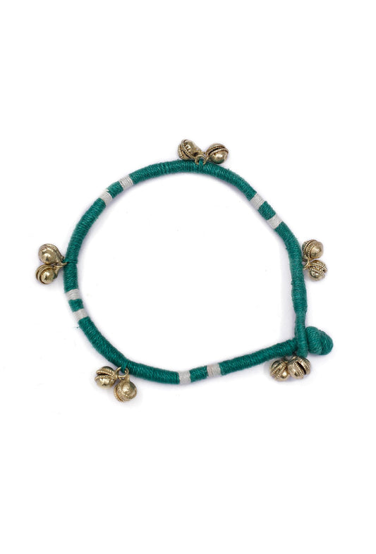 Set of 2: Emerald Green Tribal Anklet