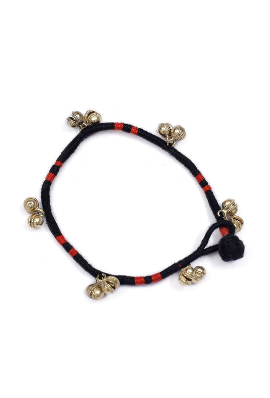 Set of 2: Black Ghungroo Tribal Anklet