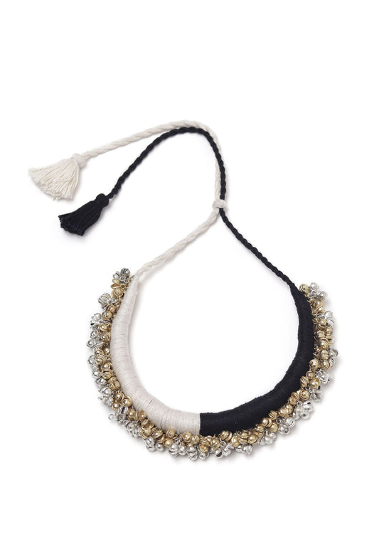 Astira Duo White and Black Tribal Ghungroo Necklace