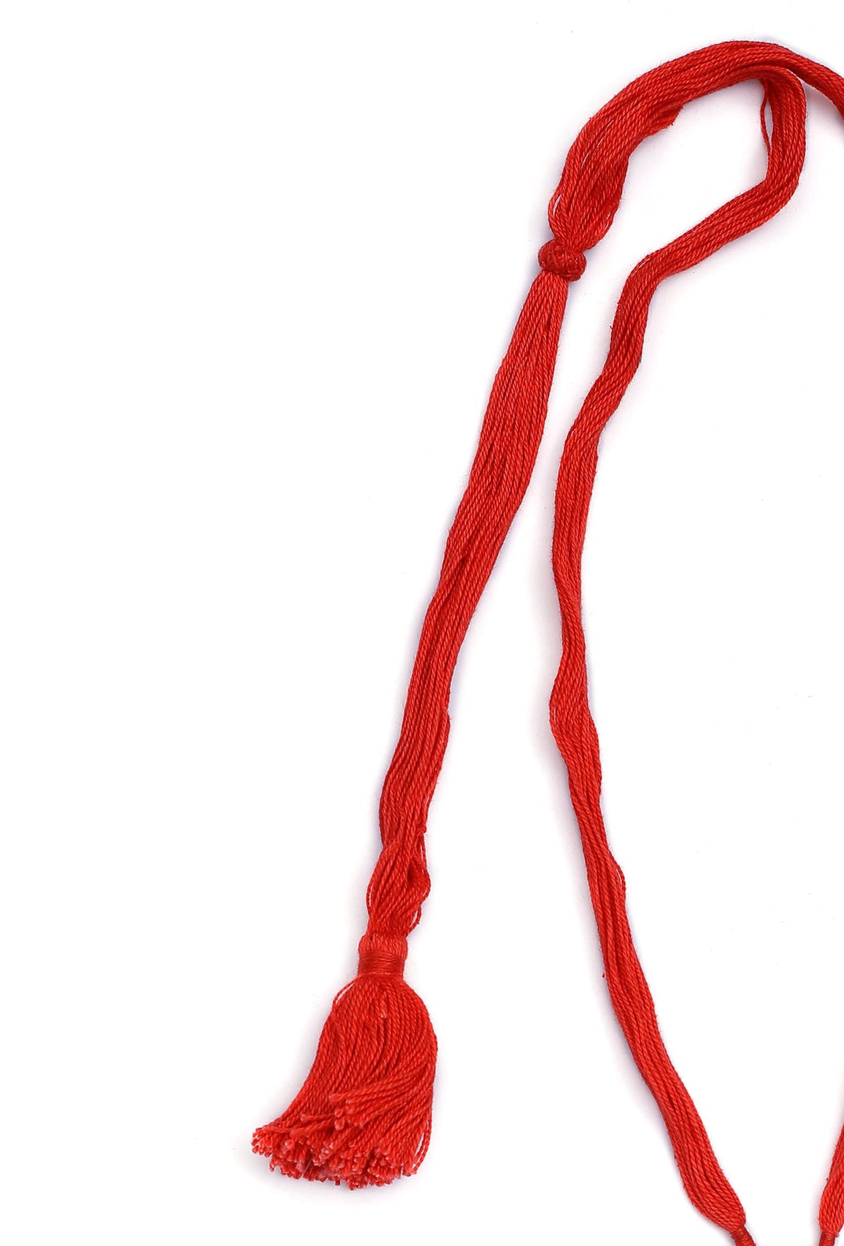 Scarlet Red Thread Silver Tribal Necklace