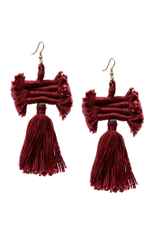Maroon Tribal Thread Earrings