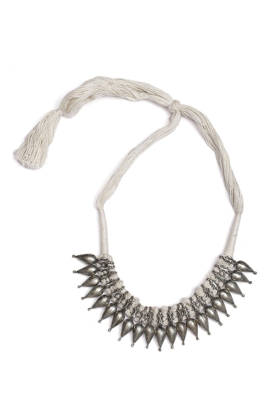 Chandni White Tribal Brass Necklace