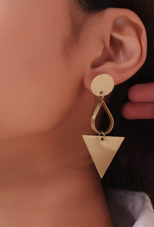 Kiara Triangle Brass Earrings