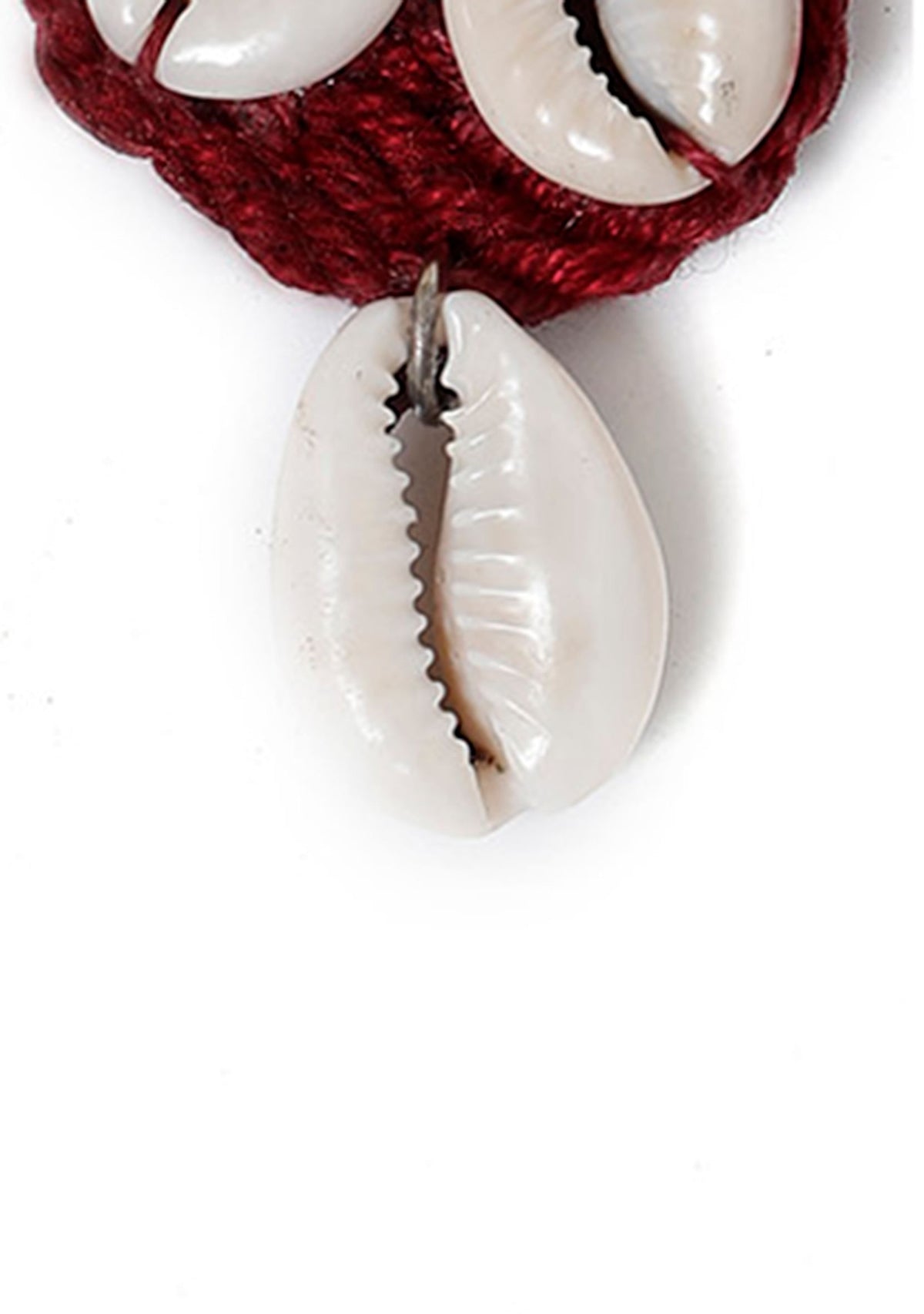 Scarlet Red Cowrie Shell Tribal Earrings