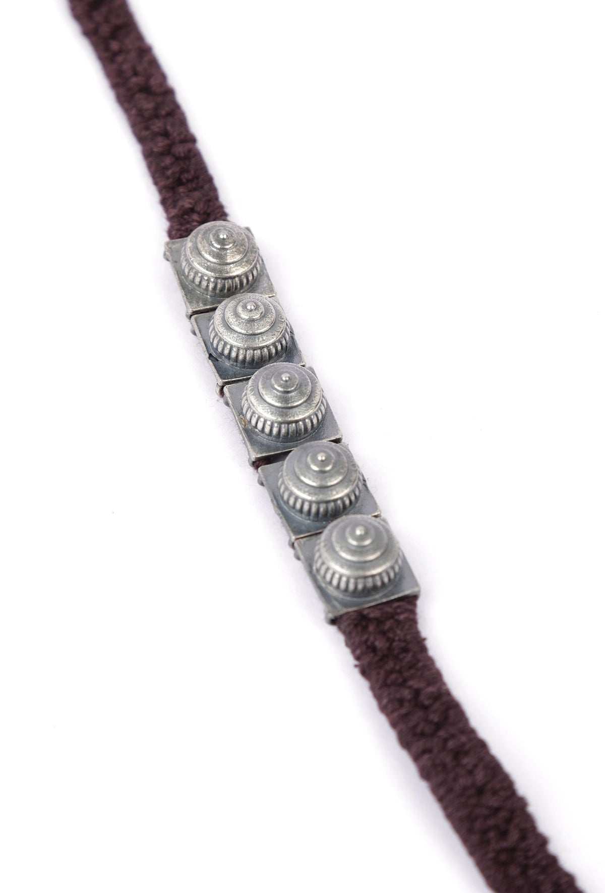 Set of 2: Aarna Brown Thread & Antique Plated Brass Beaded Anklets