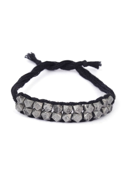 Set of 2: Yashvi Black Thread & Antique Plated Brass Beaded Anklets