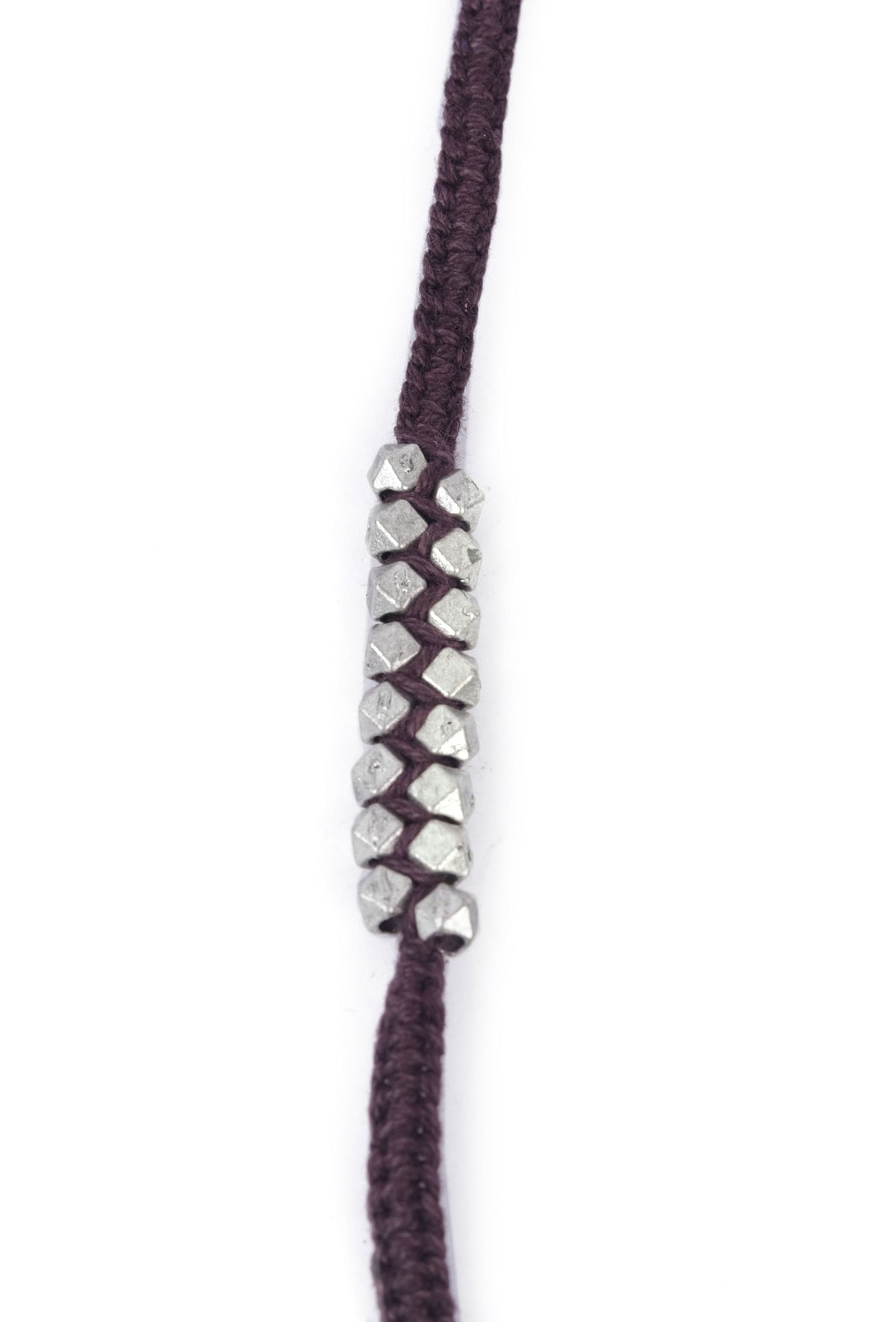 Set of 2: Ahalya Brown Thread & Antique Plated Brass Beaded Anklets