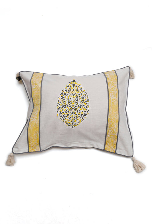 Set of 2: Tuscan Double Stripes Handblock Cotton Cushion Covers